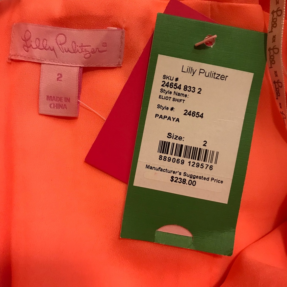 Lilly Pulitzer Eliot Shift in Papaya NWT - Picture 5 of 8